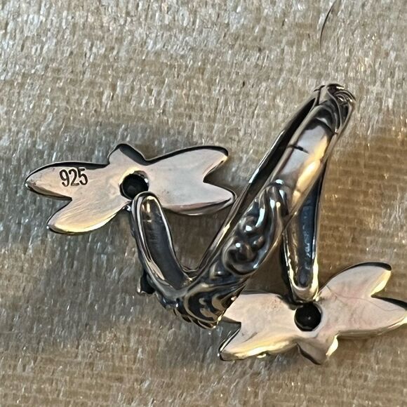 Elegant Sterling Silver Dragonfly Ring Kanchanaburi Blue Sapphires 0.25ctw - Picture 9 of 12